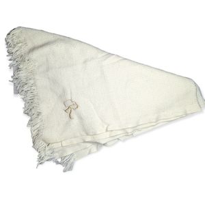 Throw Blanket in Ivory with a R Monogrammed